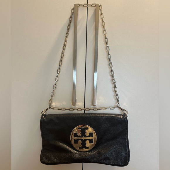 Tory Burch fold over leather clutch/shoulder bag - Picture 1 of 5